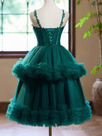 A Line Sweetheart Neck Tulle Green Short Prom Dress, Green Homecoming Dresses