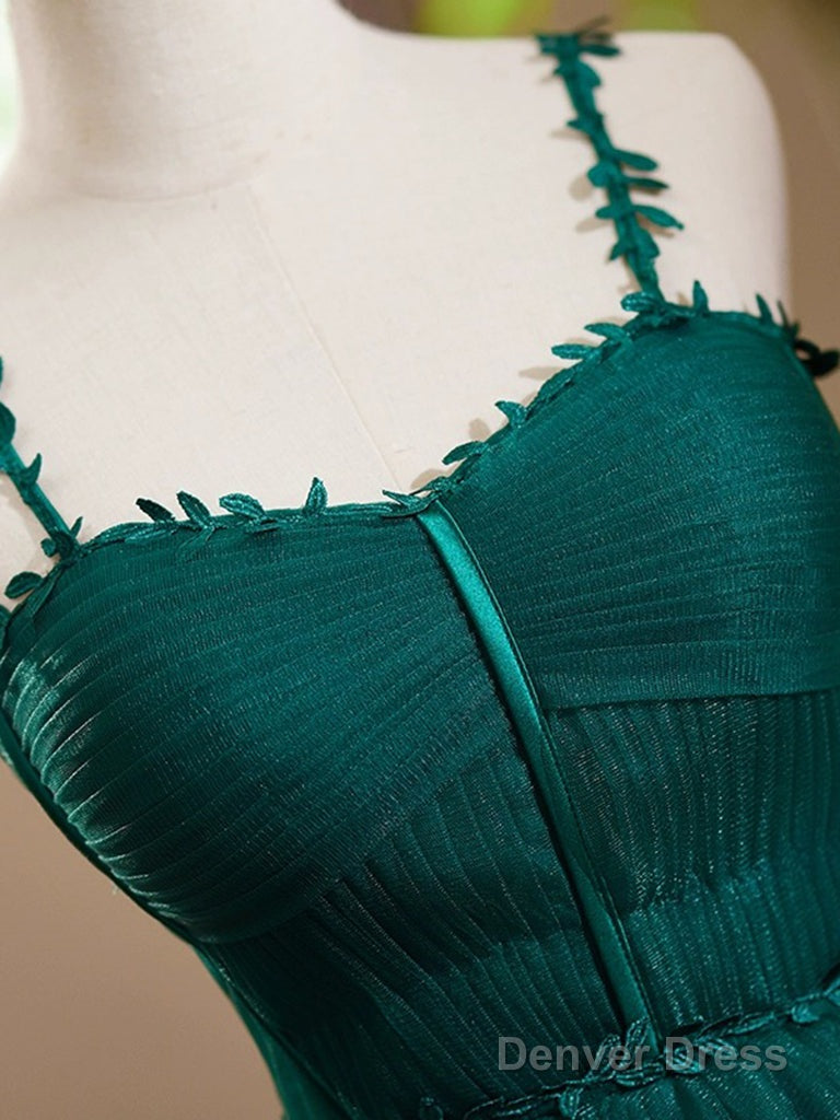 A Line Sweetheart Neck Tulle Green Short Prom Dress, Green Homecoming Dresses