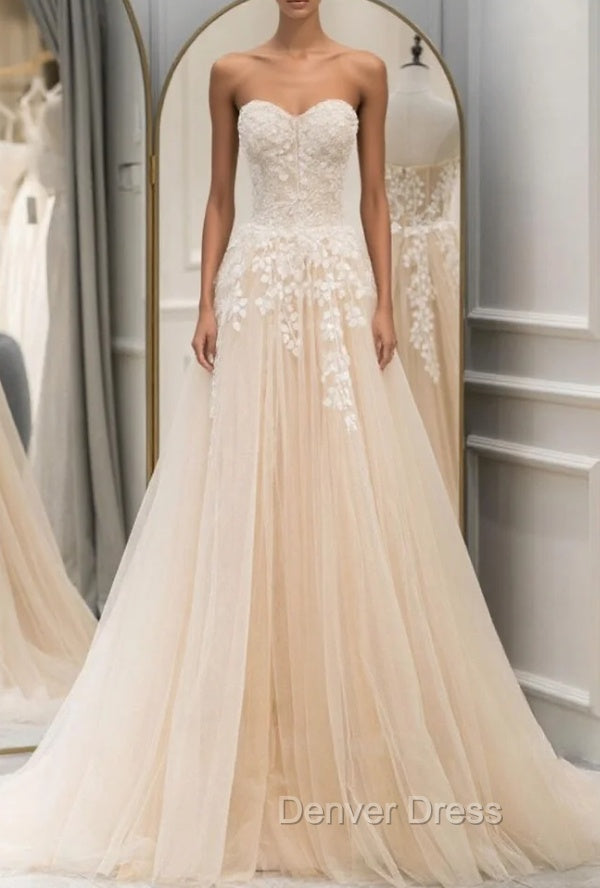 A Line Sweetheart Neck Tulle lace Blue Long Prom Dresses, Lace Formal Gown Graduation Dresses Secondary image