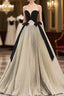 A Line Sweetheart Neck Velvet Satin Champagne Long Prom Dress, Champagne Prom Dresses