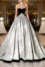 A-Line Sweetheart Neckline Long Formal Gown, Beautiful Strapless Evening Party Dresses