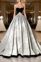 A Line Sweetheart Neckline Long Prom Gowns, Beautiful Strapless Prom Dresses