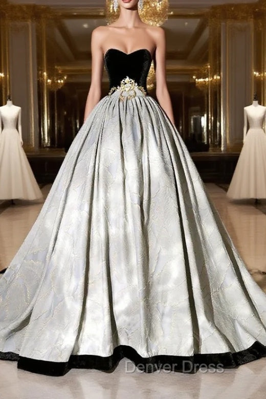 A Line Sweetheart Neckline Long Prom Gowns, Beautiful Strapless Prom Dresses