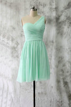 A Line Sweetheart One Shoulder Chiffon Bridesmaid Dresses