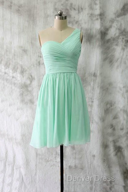 A Line Sweetheart One Shoulder Chiffon Bridesmaid Dresses