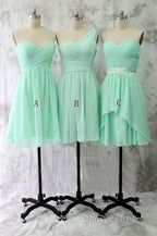 A Line Sweetheart One Shoulder Chiffon Bridesmaid Dresses