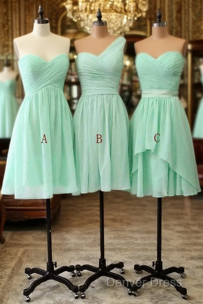 A Line Sweetheart One Shoulder Chiffon Bridesmaid Dresses