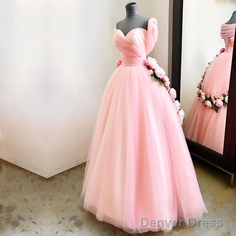 A Line Sweetheart Pink Tulle Princess Wedding Dresses With Peonies Flowers Secondary image