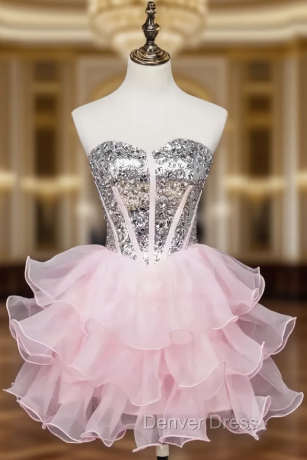 A-line Sweetheart Short Mini Tulle Short Prom Dresses Homecoming Dresses Main image