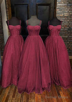 A-line Sweetheart Spaghetti Straps Long/Floor-Length Glitter Prom Dresses With Pockets