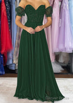 A Line Sweetheart Strapless Long Floor Length Chiffon Prom Dresses with Detachable Balloon Sleeves