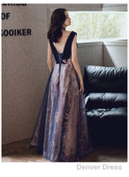 A Line Tulle And Velvet Long Prom Dress, Long Prom Dresses With Lace
