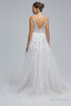 A Line tulle applique sleeveless floor length wedding Dresses