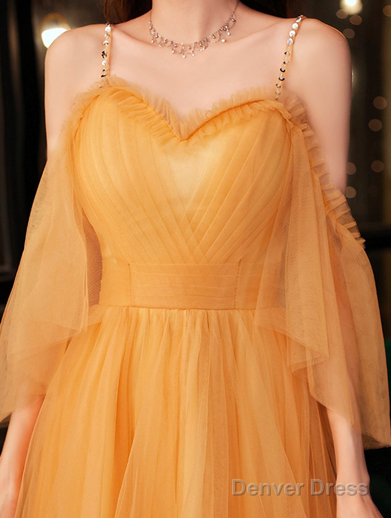 A-Line Tulle Beaded Straps Sweetheart Prom Dress, Tulle Short Homecoming Dresses