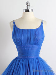 A-Line Tulle Blue Short Prom Dress, Blue Homecoming Dress