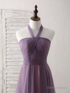 A Line Tulle High Low Long Prom Dress Simple Bridesmaid Dresses