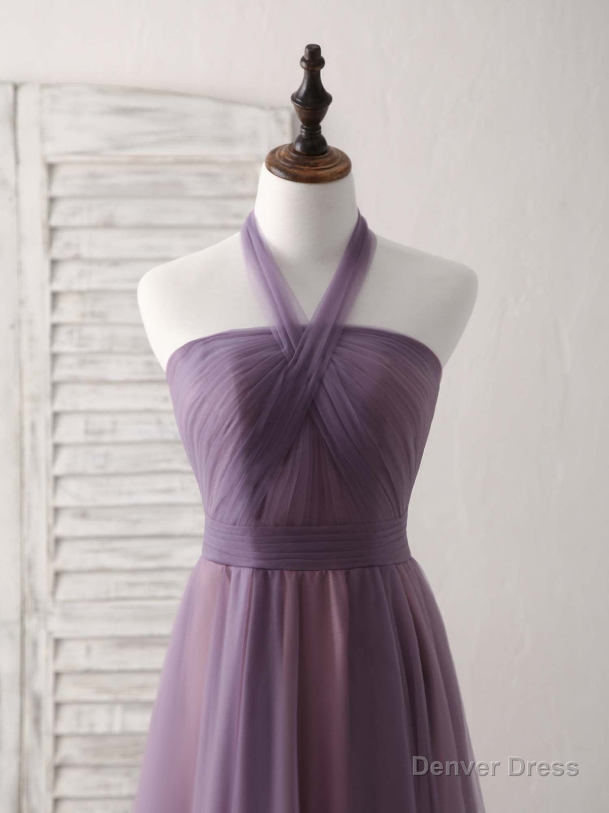 A Line Tulle High Low Long Prom Dress Simple Bridesmaid Dresses