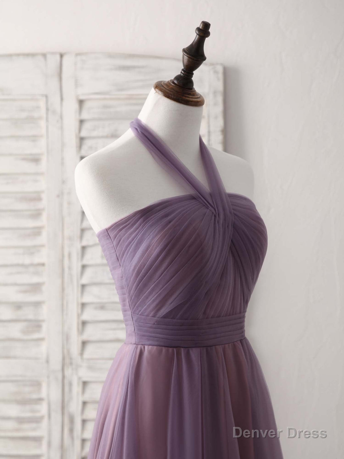 A Line Tulle High Low Long Prom Dress Simple Bridesmaid Dresses