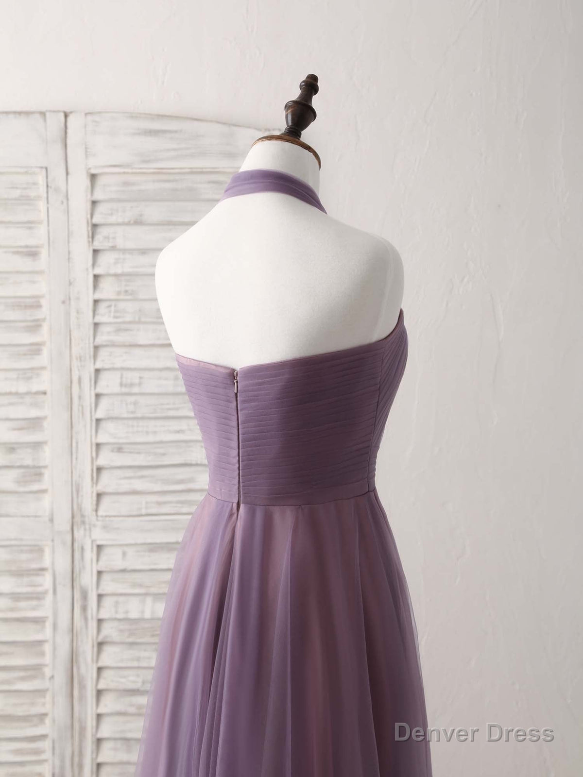A Line Tulle High Low Long Prom Dress Simple Bridesmaid Dresses