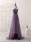 A Line Tulle High Low Long Prom Dress Simple Bridesmaid Dresses