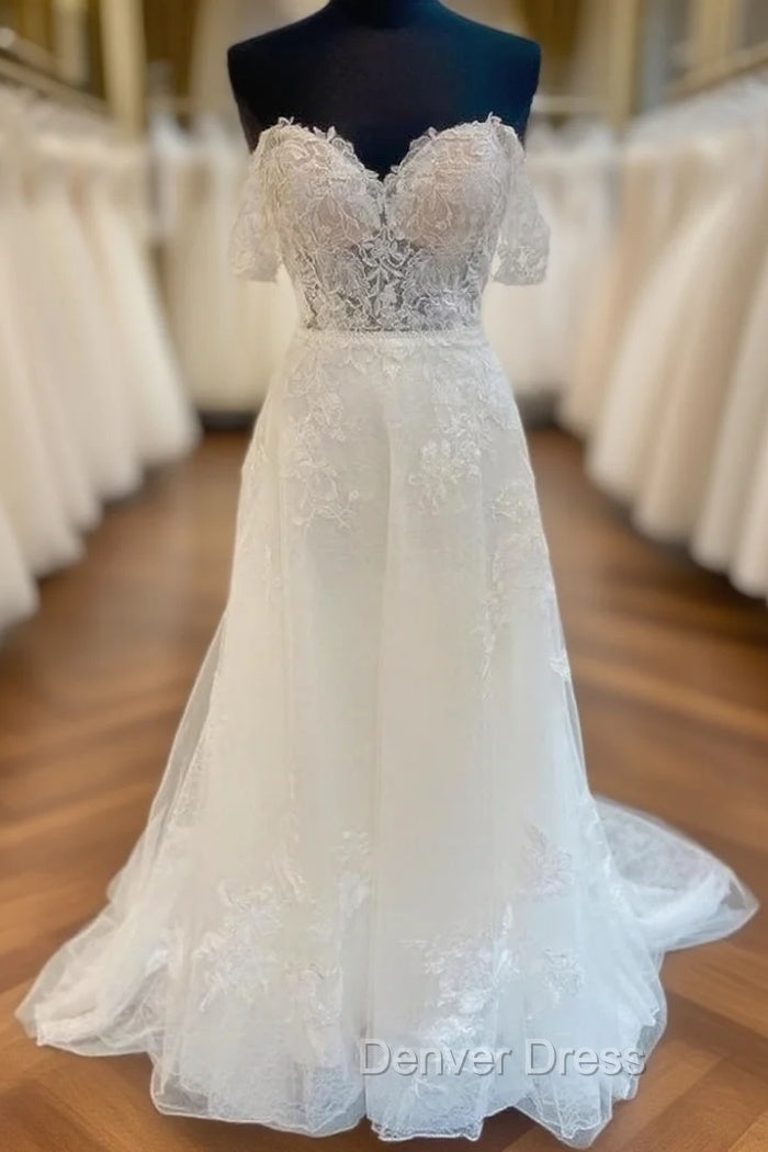 A Line Tulle Lace Wedding Dresses Main image