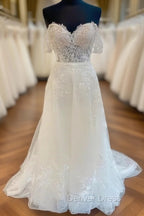 A Line Tulle Lace Wedding Dresses