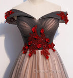 A-line Tulle Ruched Embellished Prom Dresses, Long Party Dresses