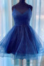 A Line Tulle Spaghetti Straps Cascading Ruffles Corset Short Mini Dresses