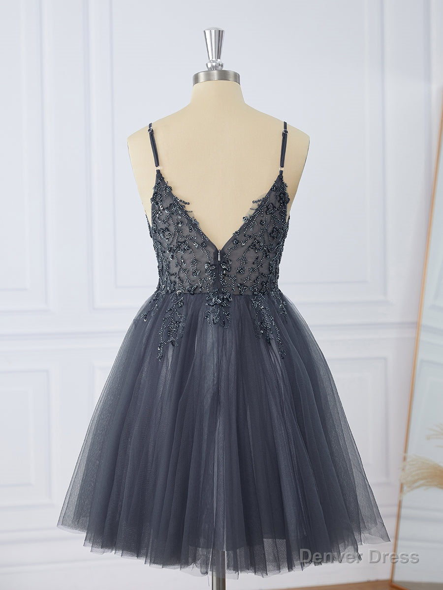 A-line Tulle V-neck Beading Short/Mini Dress Secondary image
