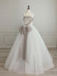 A Line Tulle White Long Prom Dress, White Prom Dresses
