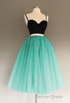 A Line Two Piece Homecoming Dresses Short Tulle Prom Gown