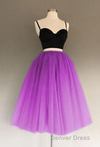 A Line Two Piece Homecoming Dresses Short Tulle Prom Gown