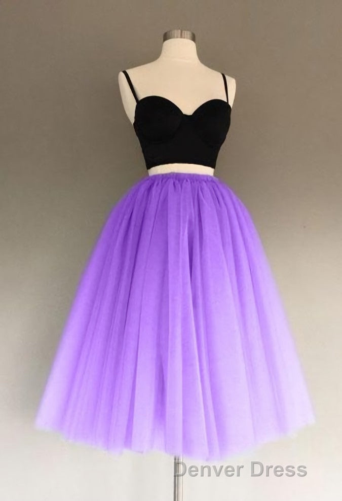 A Line Two Piece Homecoming Dresses Short Tulle Prom Gowns