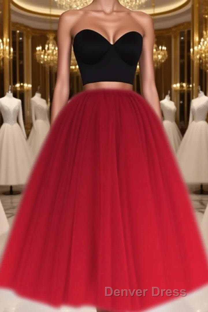 A Line Two Piece Homecoming Dresses Short Tulle Prom Gown Main image