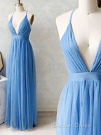 A Line V Neck Chiffon Long Prom Dress Prom Dress Bridesmaid Dresses