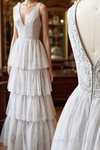 A Line V Neck Gray Lace Prom Dress, V Neck Gray Lace Prom Graduation Bridesmaid Dresses