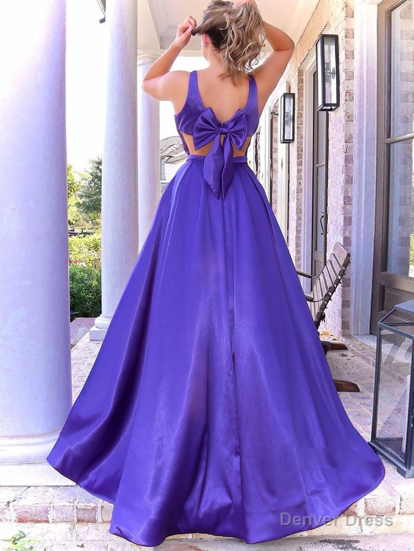 A Line V Neck Long Purple Prom Dress Secondary image
