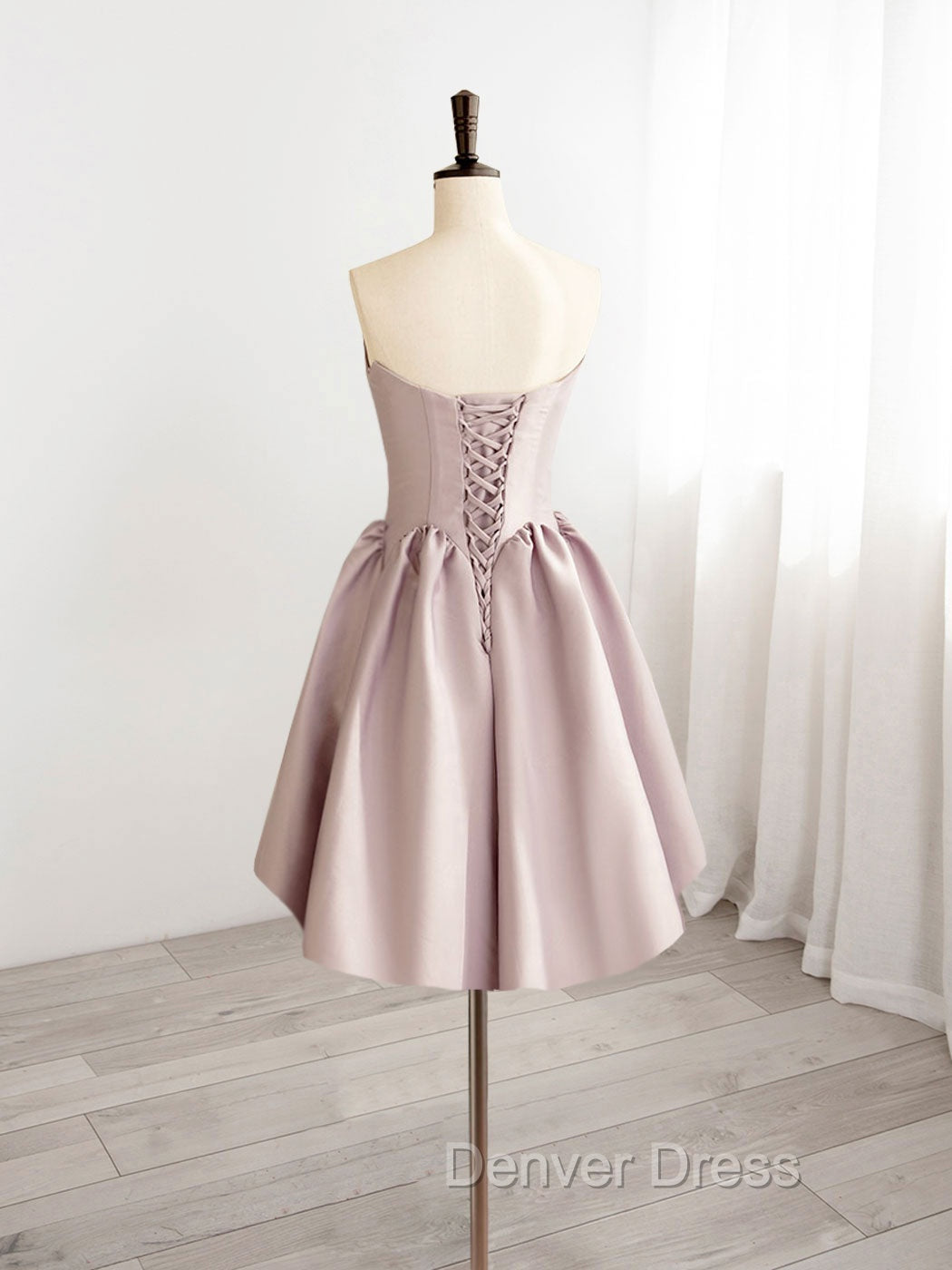 A-Line V  Neck Pink Short Prom Dresses, Pink Homecoming Dresses Secondary image
