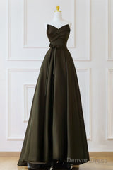 A-Line V Neck Satin