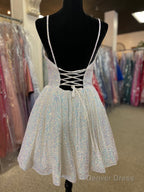 A Line V Neck Sequins Homecoming Dresses