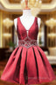 A Line V Neck Sheer Back Beaded Crystals Homecoming Dresses