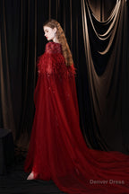 A Line V Neck Shiny Sequin Beaded Prom Dresses