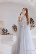 A Line V-neck Shiny Sequin Beaded Prom Dresses