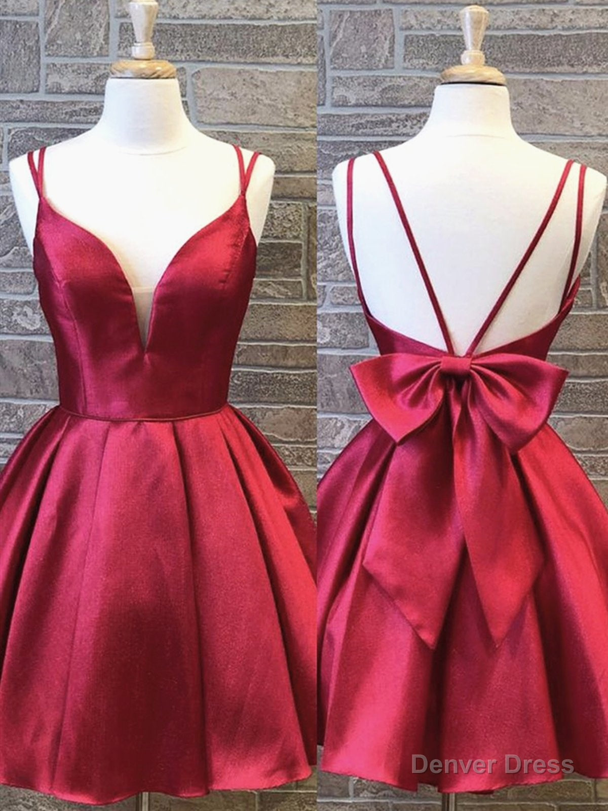 A Line V Neck Short Burgundy Prom Dress, Short Burgundy Prom Homecoming Graduation Dresses Main image