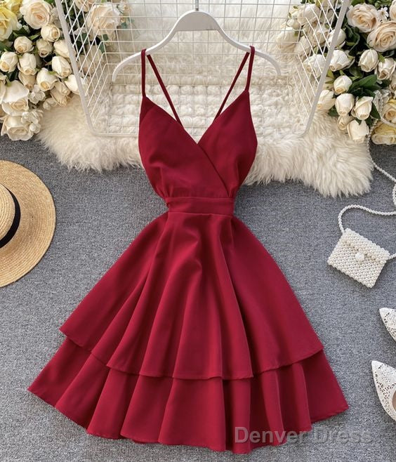 A Line V Neck Short Dress Summer Dress Homecoming Dresses
