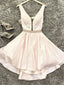 A Line V Neck Short Pink Prom Dresses, Short Pink Formal Graduation Homecoming Dresses