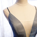 A Line V Neck Silver Gray Long Prom Dress, Gray Long Prom Dresses