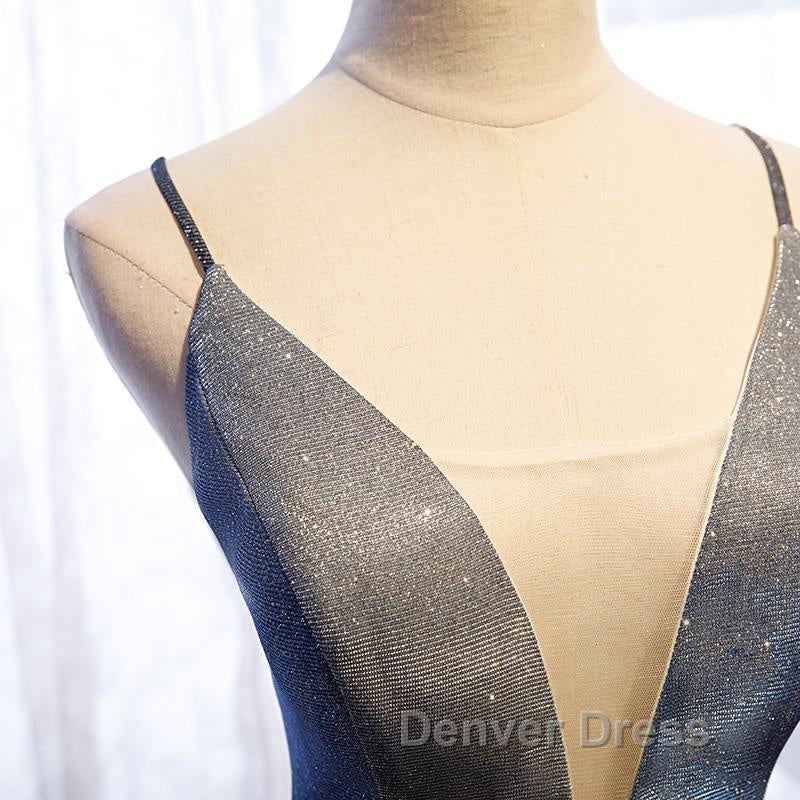 A Line V Neck Silver Gray Long Prom Dress, Gray Long Prom Dresses