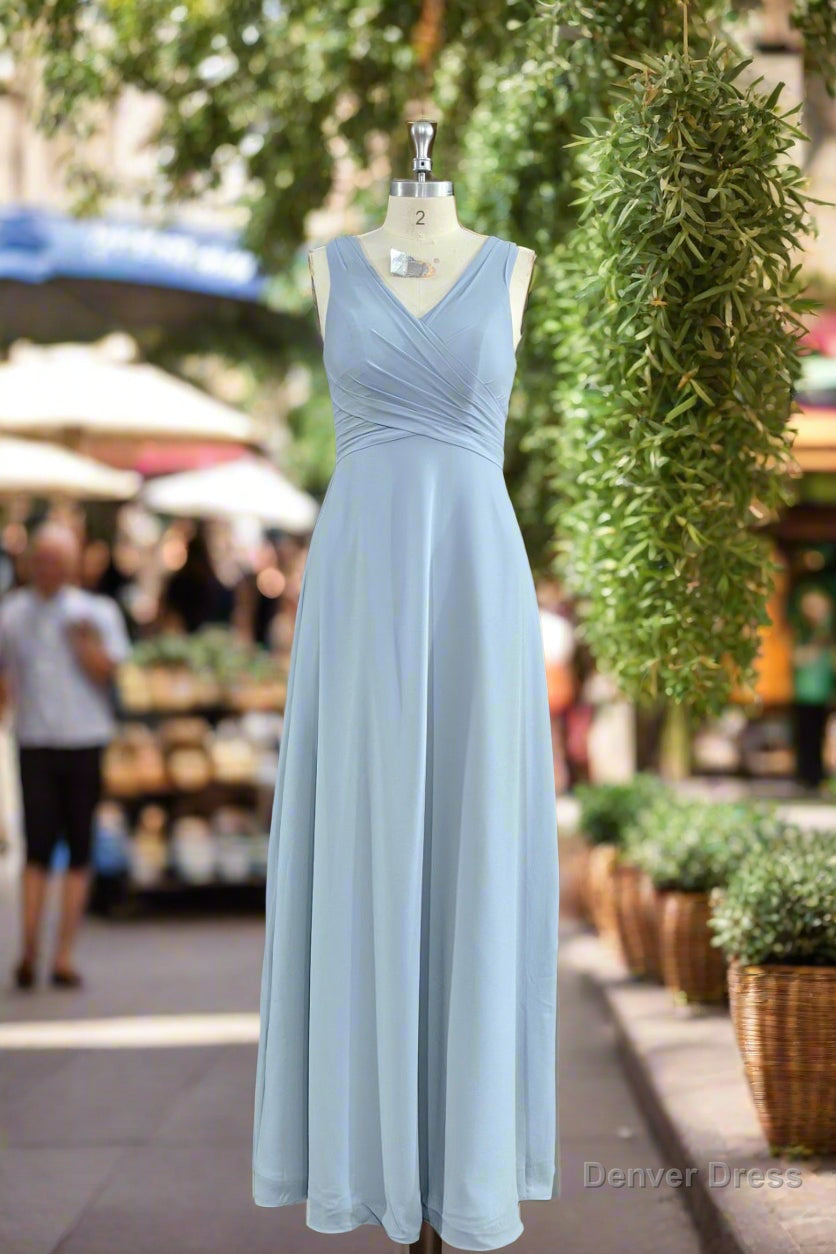 A-Line V-neck Sleeveless Chiffon Bridesmaid Dresses Secondary image