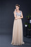 A Line V Neck Sleeveless Sequins Chiffon Floor Length Prom Dresses